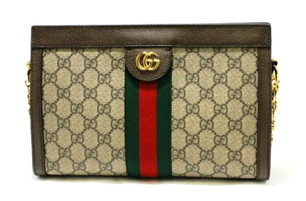 Gucci Chain Shoulder Bag Canvas Embossed